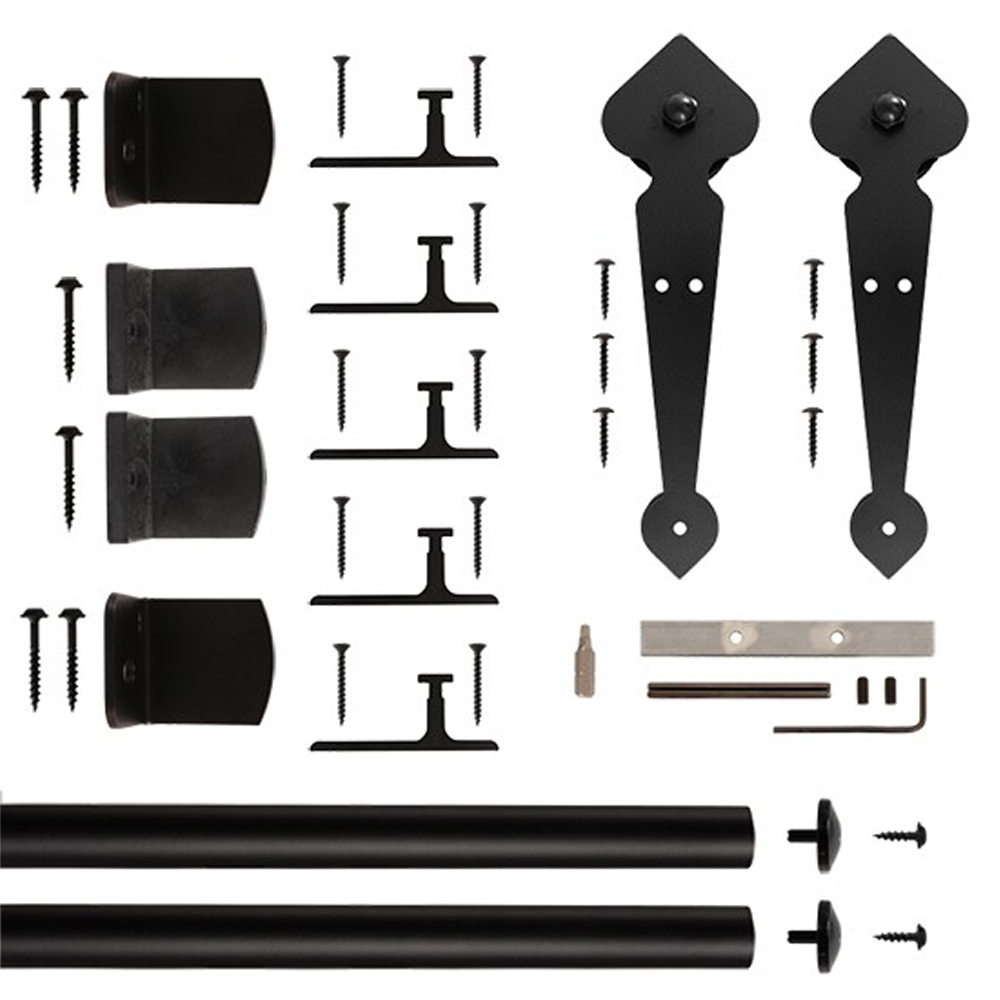 American Home Black Spade Rolling Barn Door Hardware Kit With 6-ft. Rail