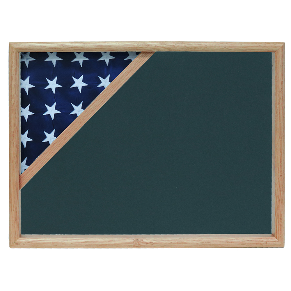 Ceremonial Flag Corner Case, Oak, Army Green Background