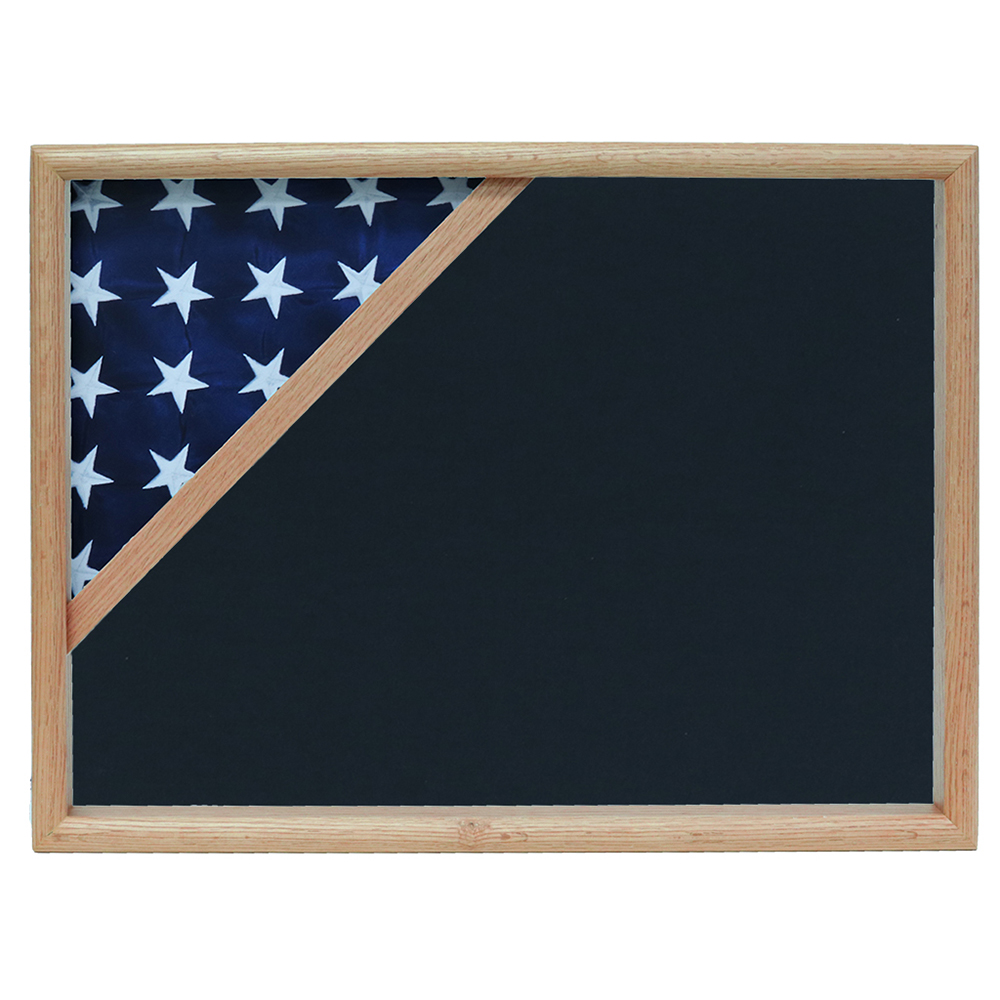 Ceremonial Flag Corner Case, Oak, Air Force Blue Background