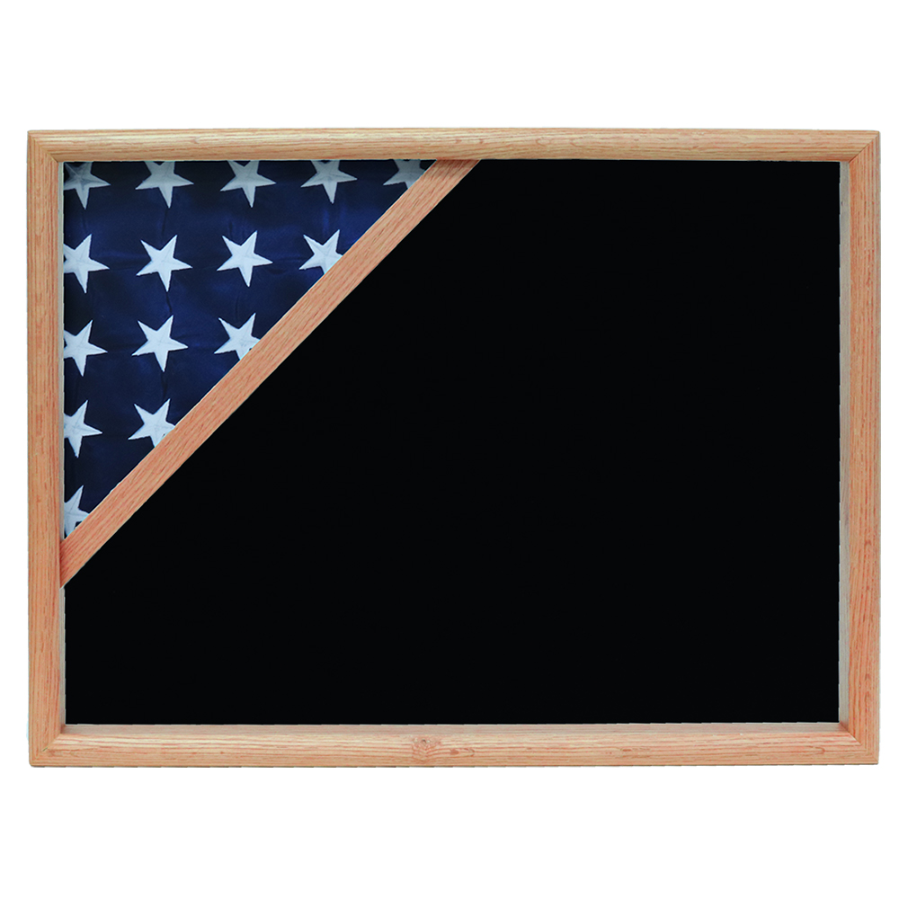 Ceremonial Flag Corner Case, Oak, Black Velvet Background