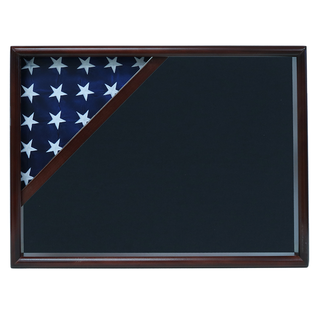 Ceremonial Flag Corner Case, Walnut, Air Force Blue Background