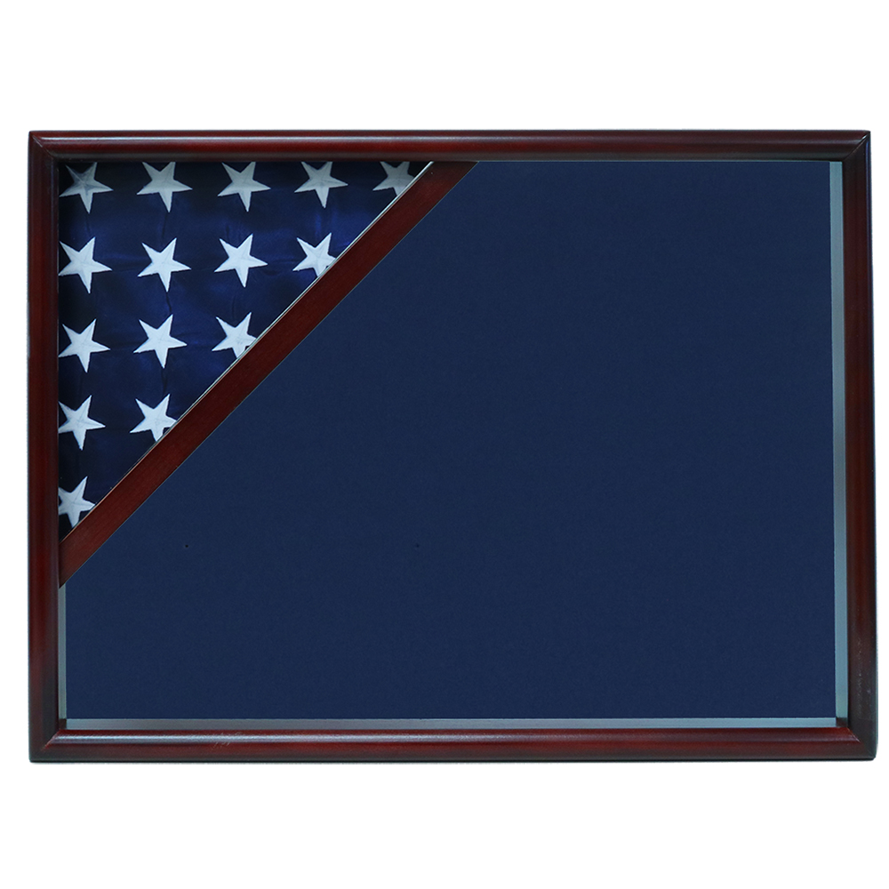 Ceremonial Flag Corner Case, Cherry, Blue Velvet Background