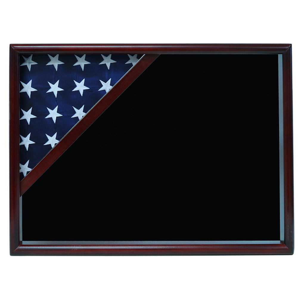 Ceremonial Flag Corner Case, Cherry, Black Velvet Background