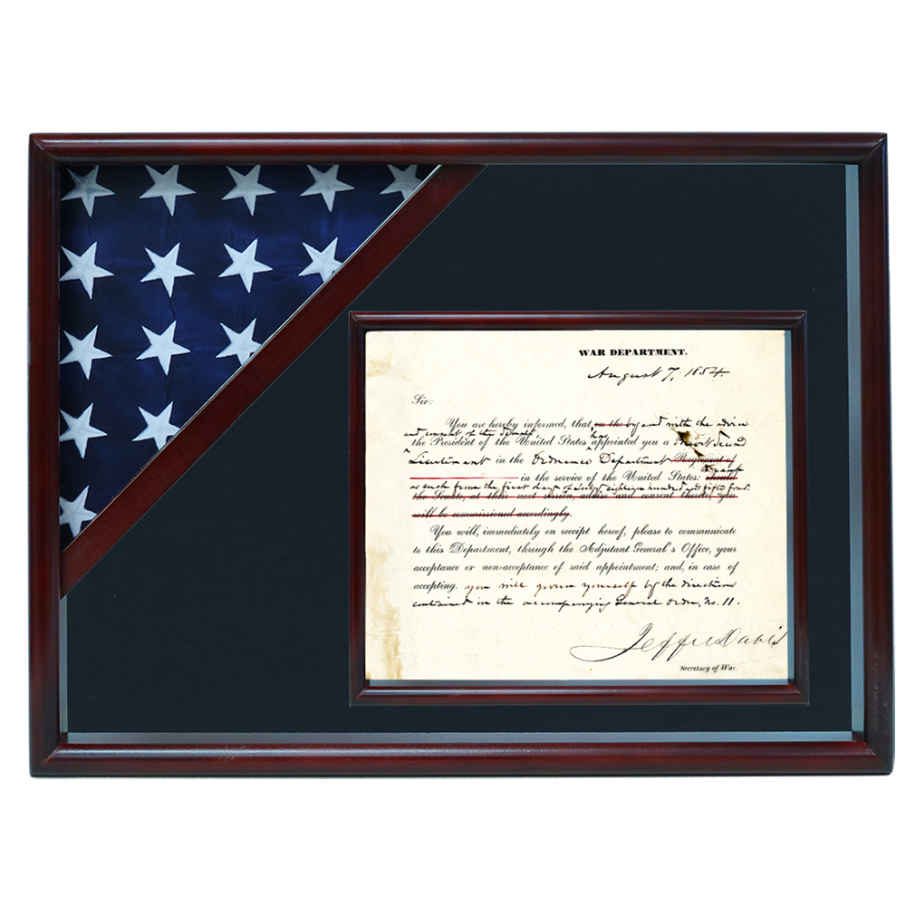 Ceremonial Flag And Doc Case, Cherry, Air Force Blue Background