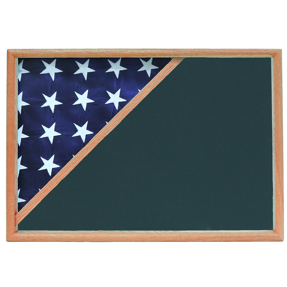 Memorial Flag Case, Oak, Army Green Background