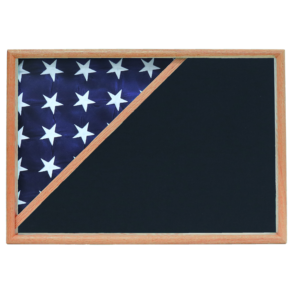 Memorial Flag Case, Oak, Air Force Blue Background