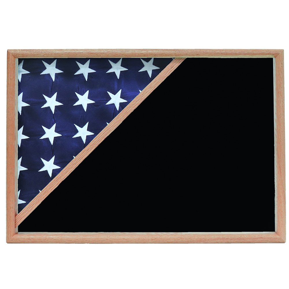 Memorial Flag Case, Oak, Black Velvet Background