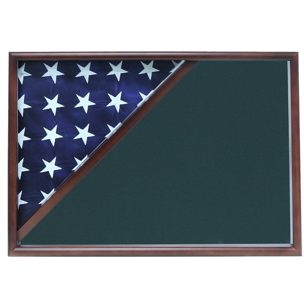 Memorial Flag Case, Walnut, Army Green Background