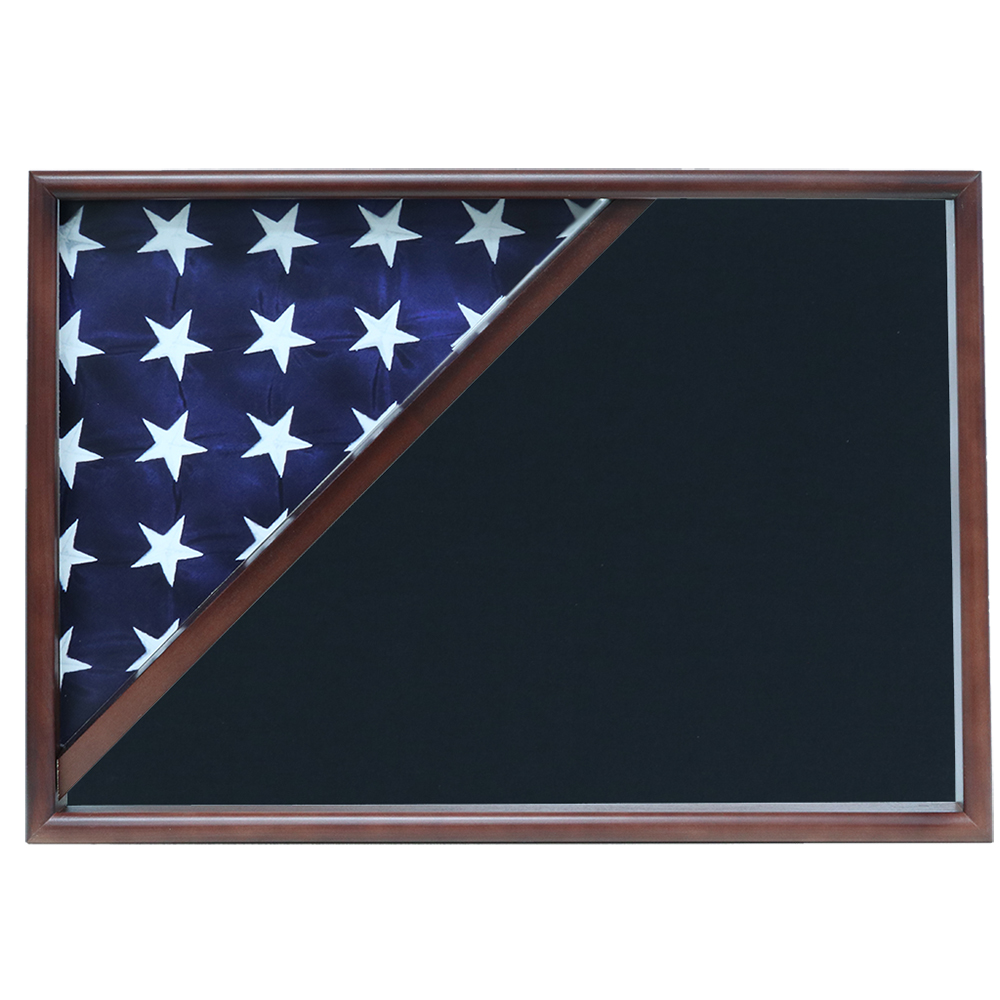 Memorial Flag Case, Walnut, Air Force Blue Background