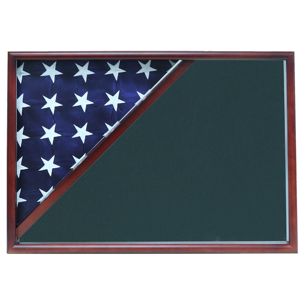 Memorial Flag Case, Cherry, Army Green Background