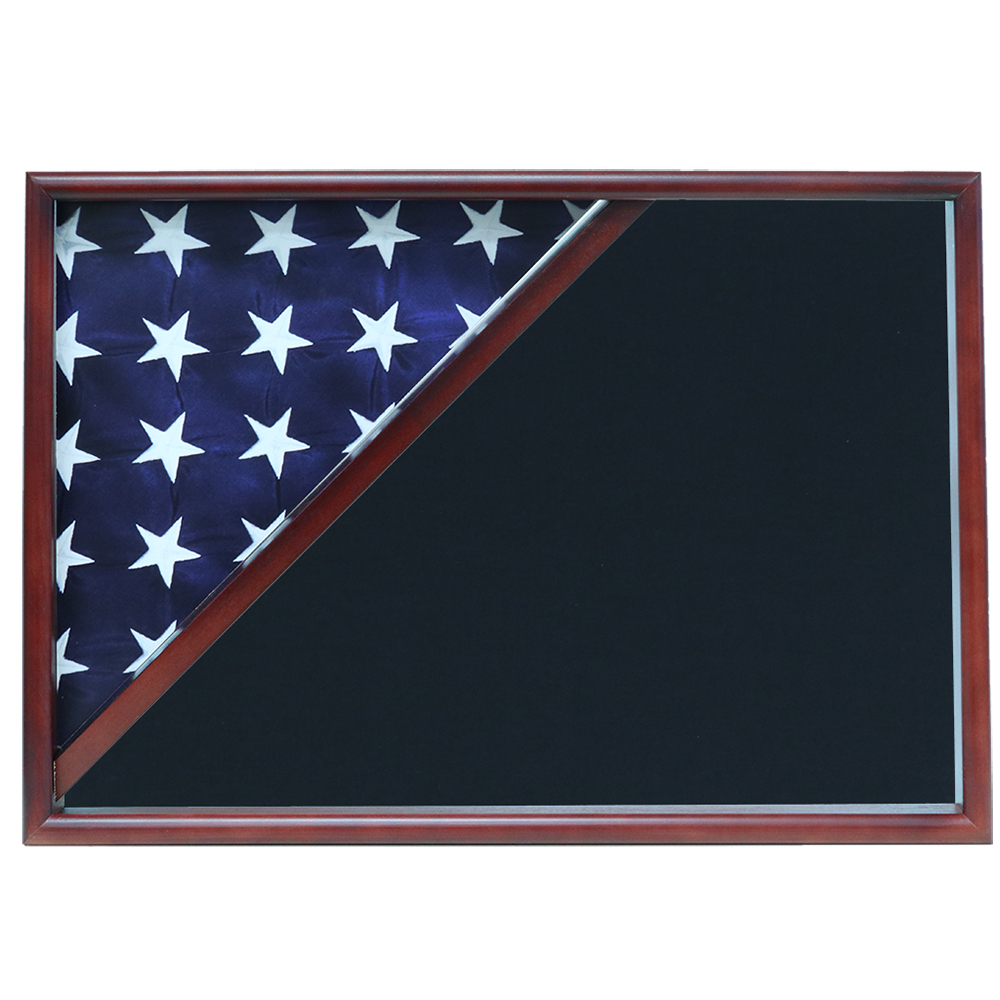 Memorial Flag Case, Cherry, Air Force Blue Background