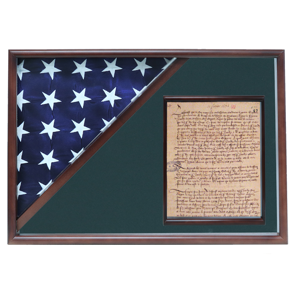 Memorial Flag And Doc Case, Walnut, Army Green Background