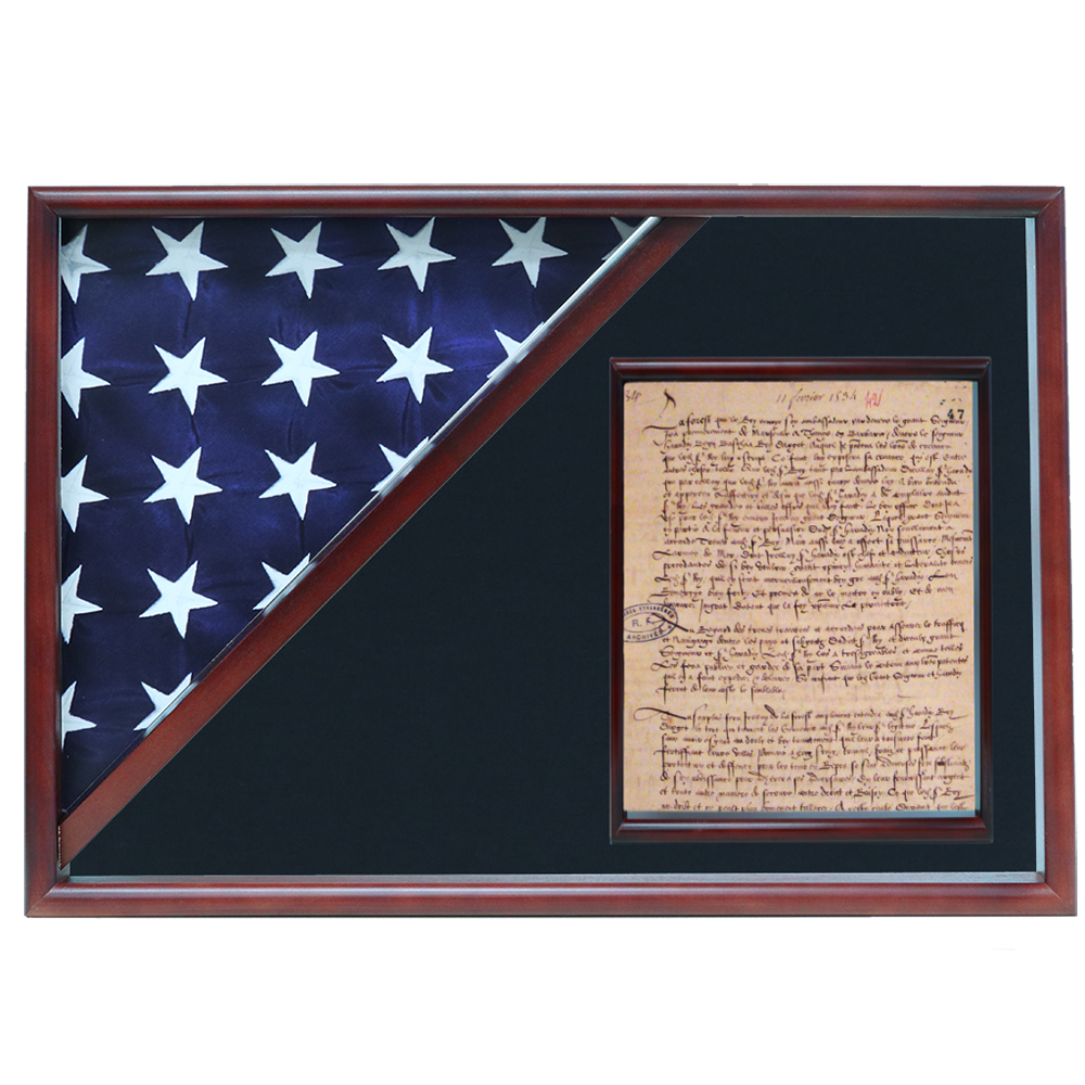Memorial Flag And Doc Case, Cherry, Air Force Blue Background