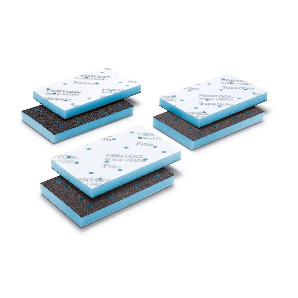 product: Festool Granat PROfile Foam Abrasive Sheet - 80x133 Medium-Superfine - 10 Pack Assortment shown