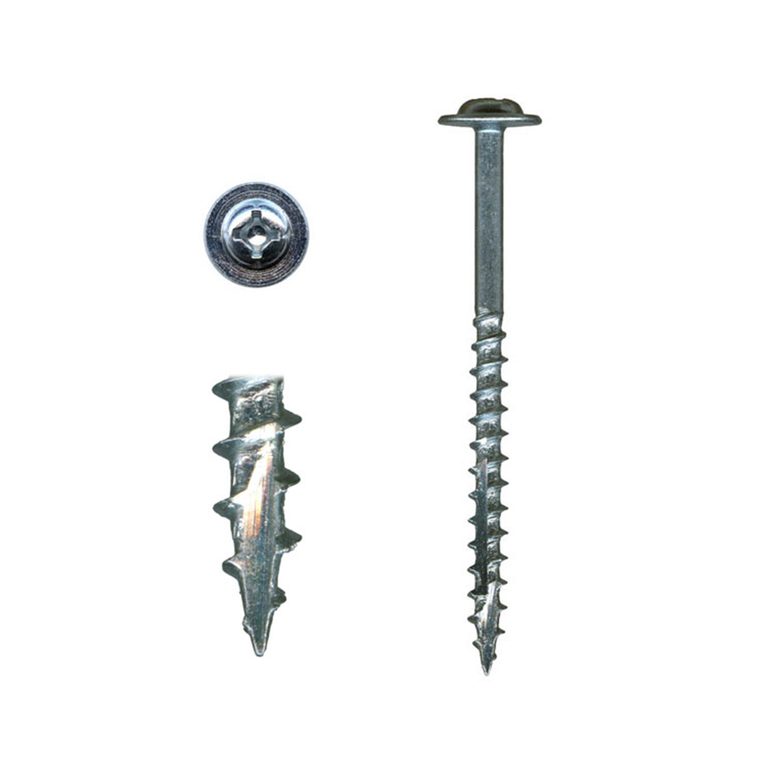 10 X 2-1/2 Cabinet Installation Screws, Washer Head, Combo Drive, Zinc With White Painted, 100-piece