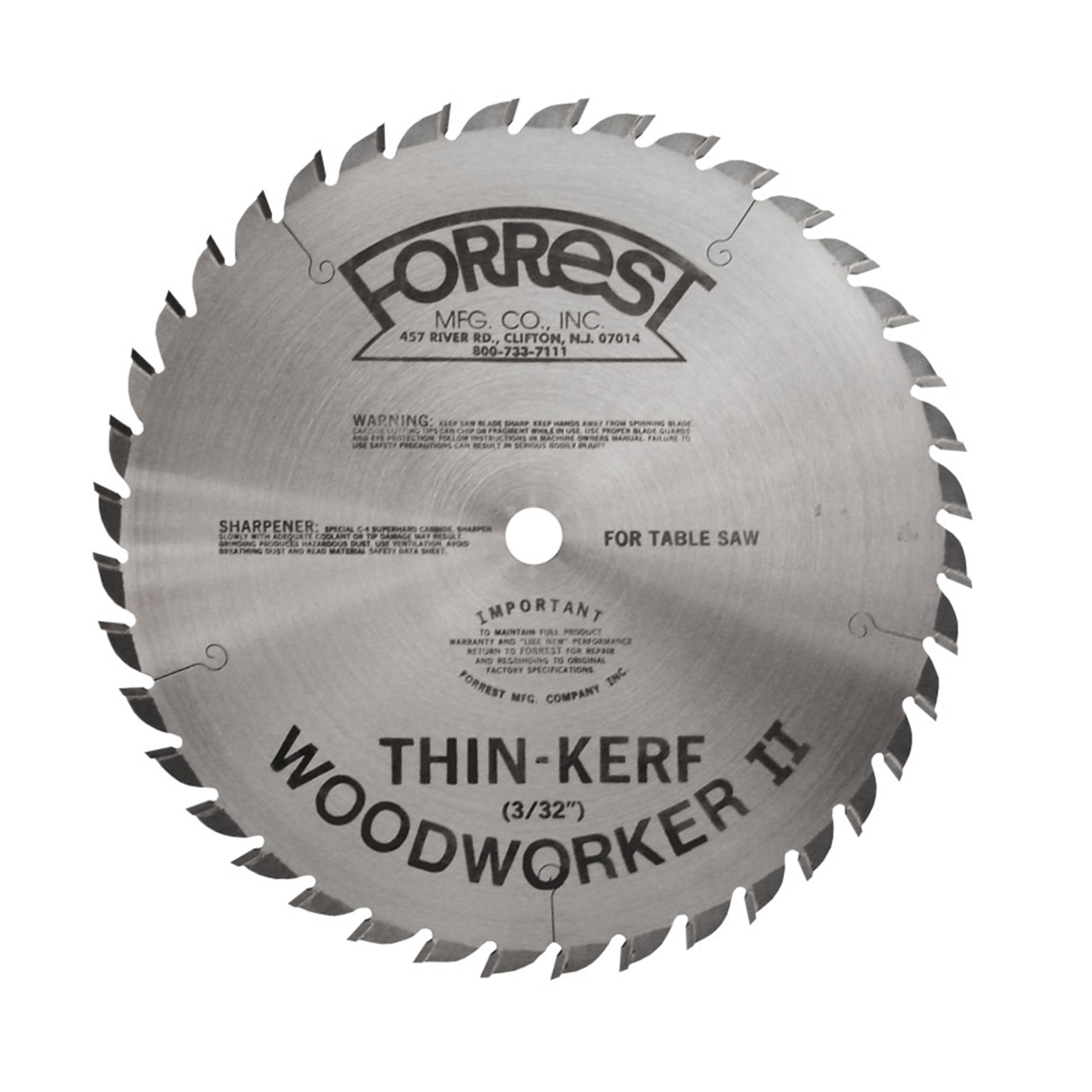 Ww08407100 Woodworker Ii Saw Blade, 8" X 40t, .100 Kerf X 5/8" Bore, Atb