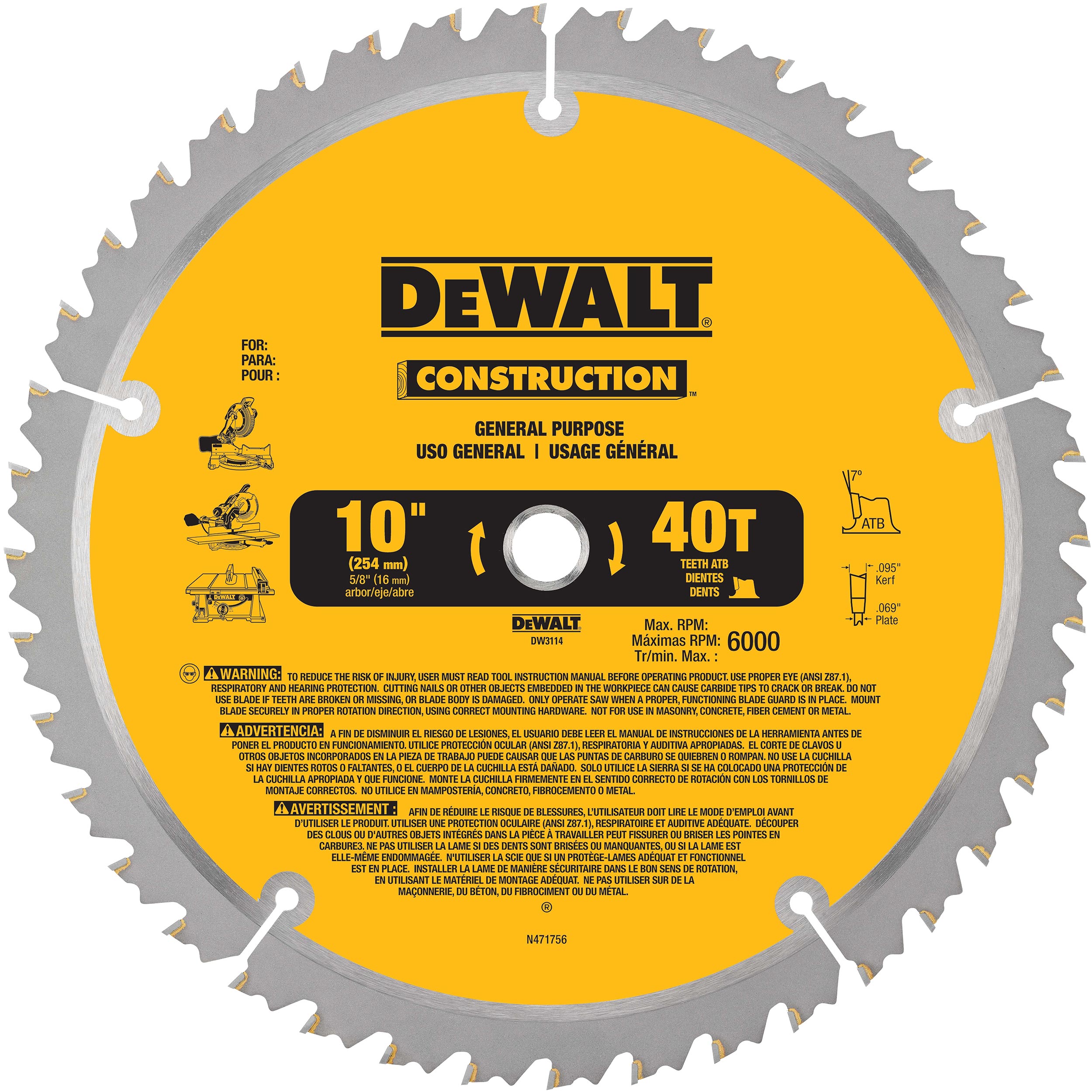 product: DeWalt Circular Saw Blade - Construction - General Purpose - 10