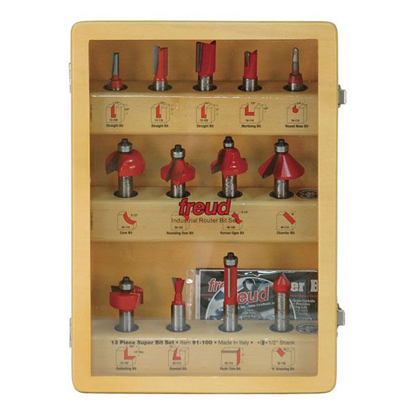 Thirteen Piece Super Router Bit Set 1/2 Shank - Freud 91-100