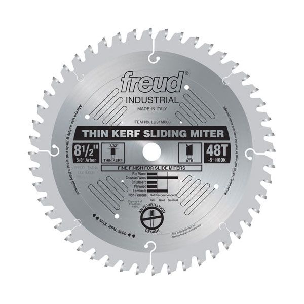 product: Freud LU91M008 Industrial Thin Kerf Sliding Miter Blade, 8-1/2