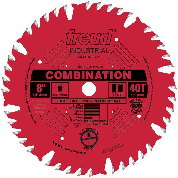 product: Freud LU84R008 Industrial Combination Blade with Red Perma-Shield, 8