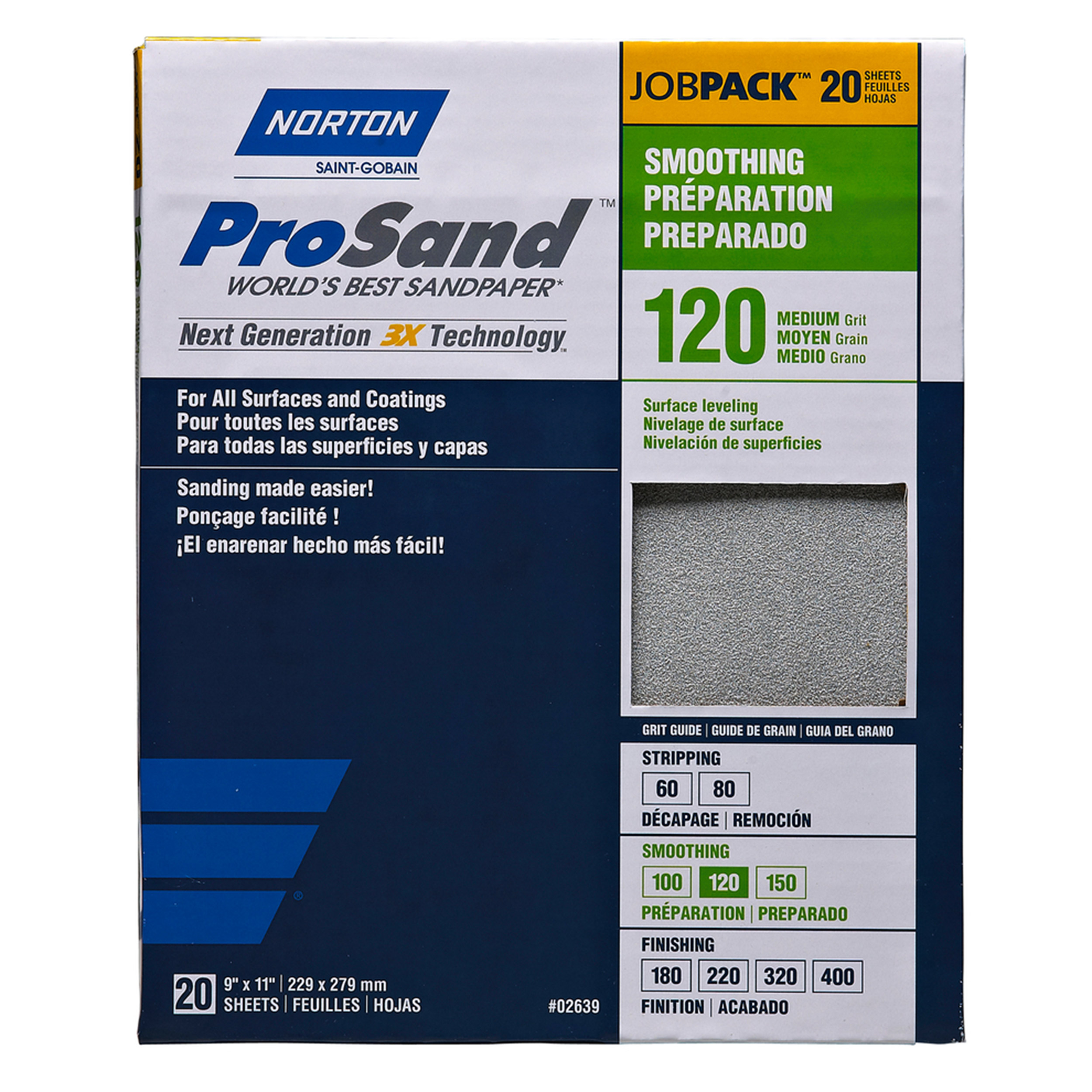 Norton Prosand 9" X 11" Sanding Sheets 120g 20pack
