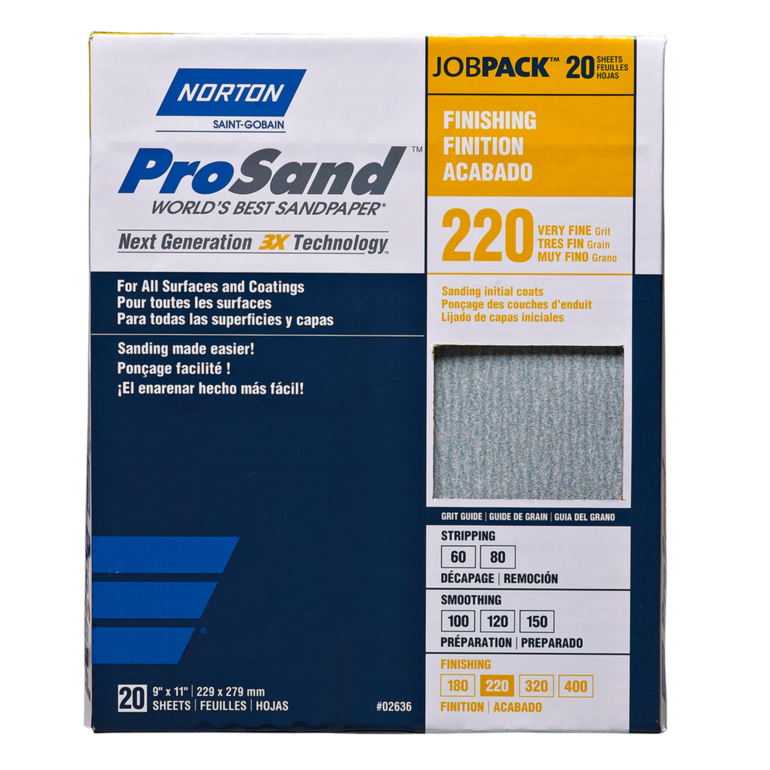 Norton Prosand 9" X 11" Sanding Sheets 220g 20pack