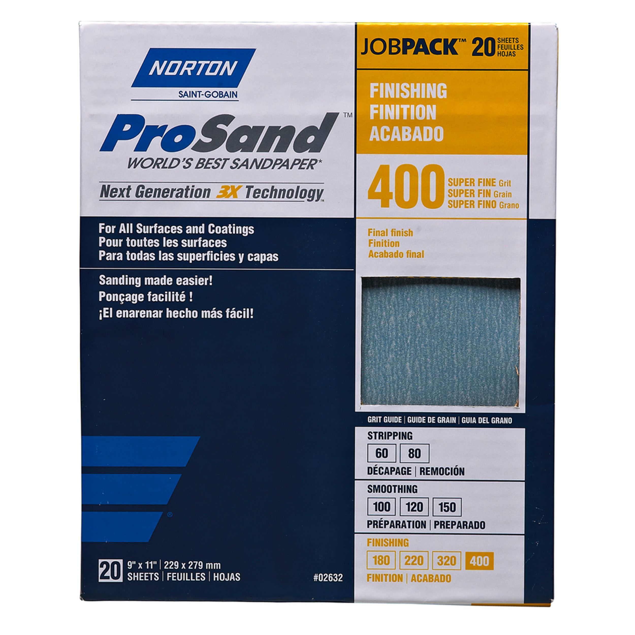 Norton Prosand 9" X 11" Sanding Sheets 400g 20pack
