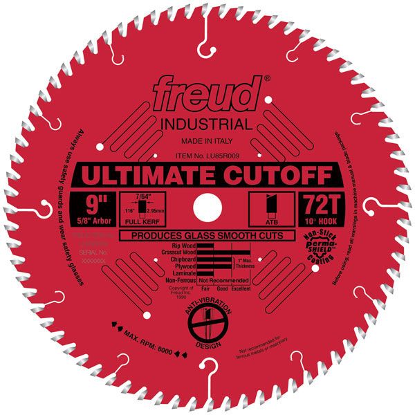 product: Freud LU85R009 Industrial Ultimate Cut-Off Blade with Red Perma-Shield, 9