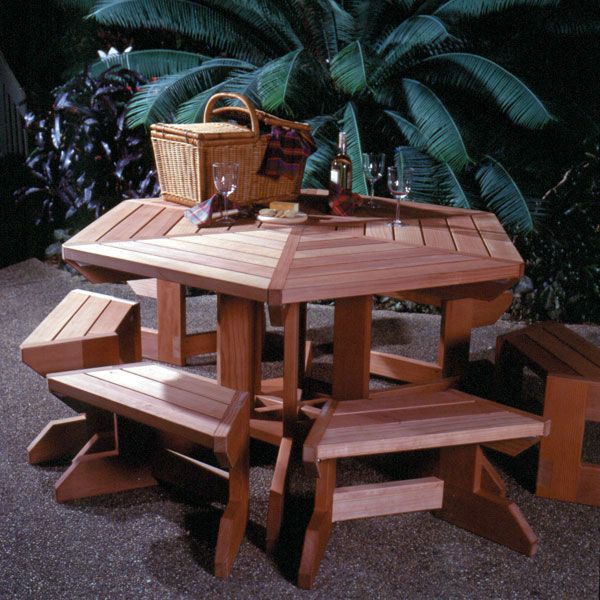 Woodworking Project Paper Plan to Build Picnic Table & Benches
