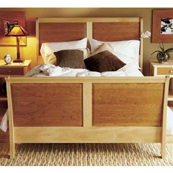 product: Wood Magazine Woodworking Project Paper Plan to Build Maple & Cherry Sleigh Bed shown