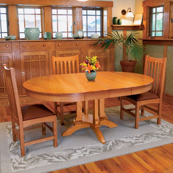 product: Wood Magazine Woodworking Project Paper Plan to Build Arts & Craft Dining Table shown