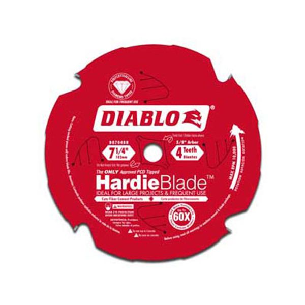 D0704dh Hardie Blade, 7-1/4" Diameter, 5/8" Arbor, 4 Teeth Tcg (pcd)