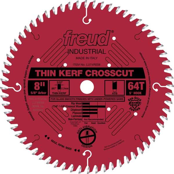 product: Freud LU74R008 Industrial Thin Kerf Ultimate Cut-Off Wood Blade with Red Perma-Shield, 8