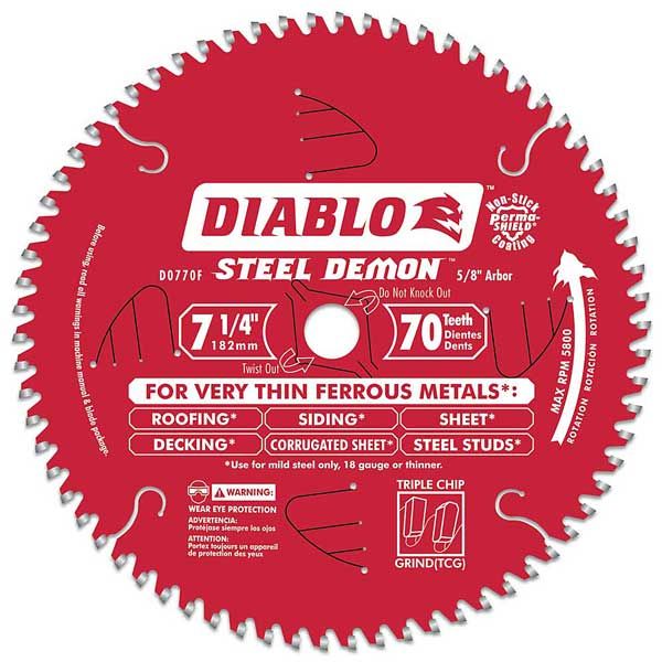 product: Freud D0770F Diablo Steel Demon Ferrous Cutting Blade, 7-1/4