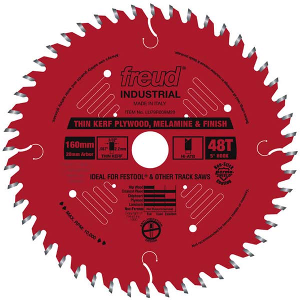 product: Freud Thin Kerf Ultimate Plywood & Melamine Track Saw Blade shown