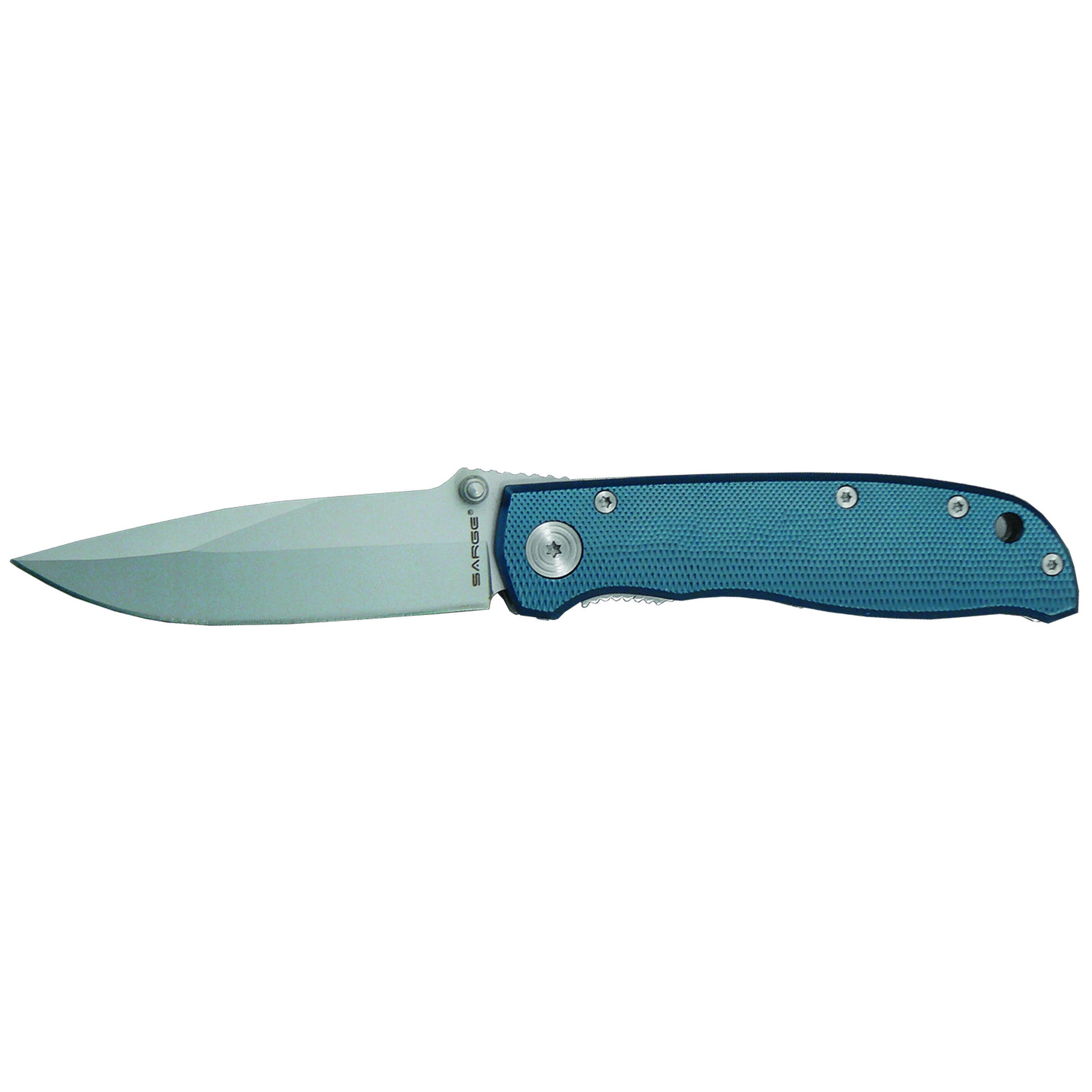 product: Sarge Blue Diamond - Anodized Aluminum Folder Knife, Stainless Steel 3-1/4