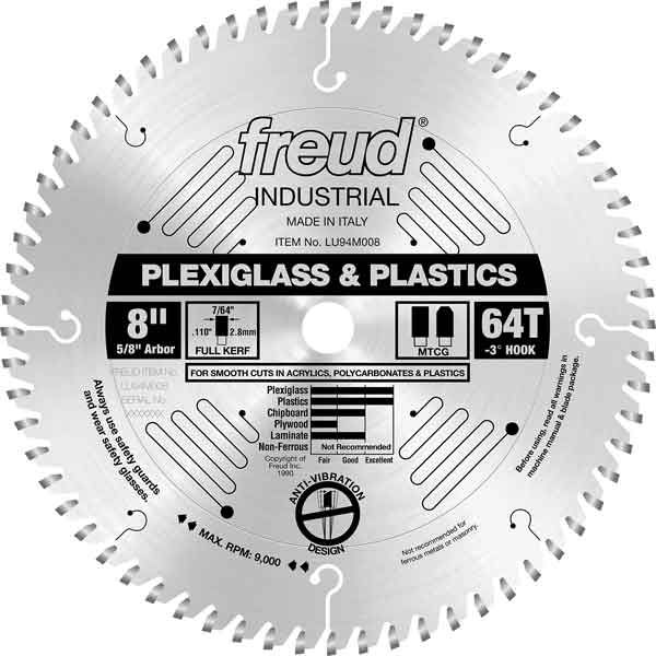 product: Freud LU94M008 Industrial Plastic Blade for Plexiglass/Acrylics, 8