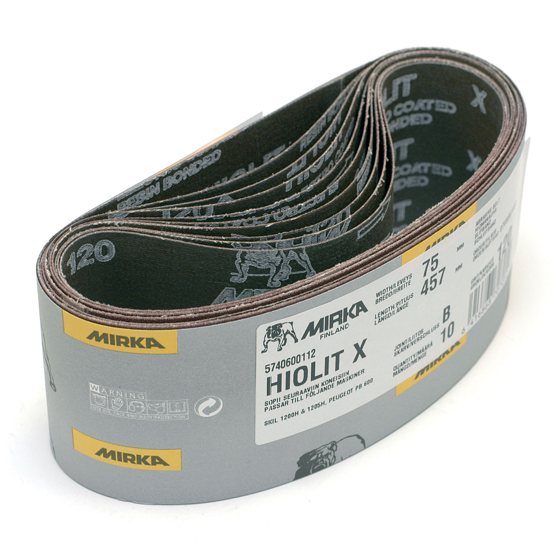 Hiolit Xo Portable Abrasive Belt (tape Joint), 50 Grit, 10 Belts/box