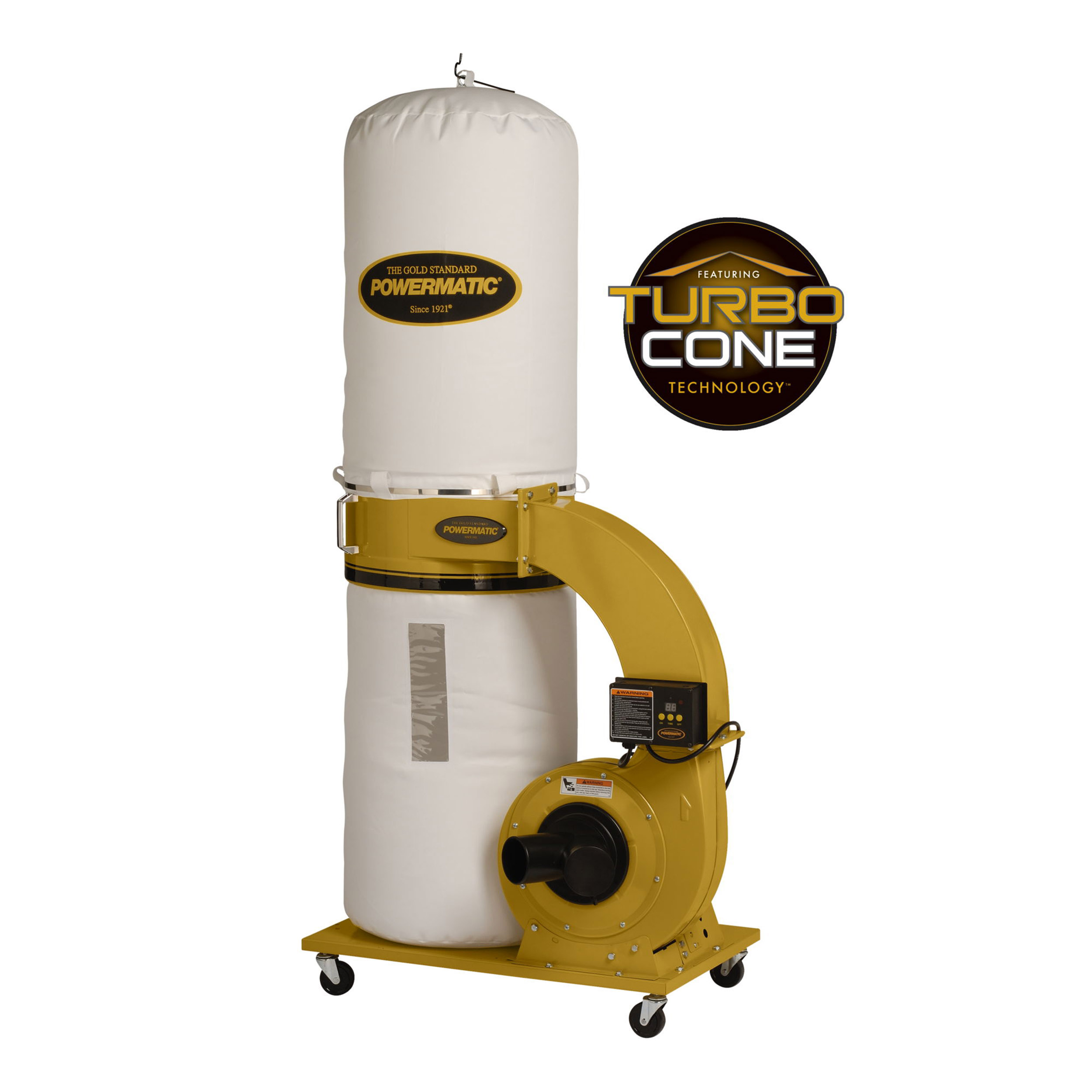 product: Powermatic TurboCone Dust Collector with 30-Micron Bag Filter Kit - 1-3/4 HP 1 Ph 115/230V - PM1300TX shown