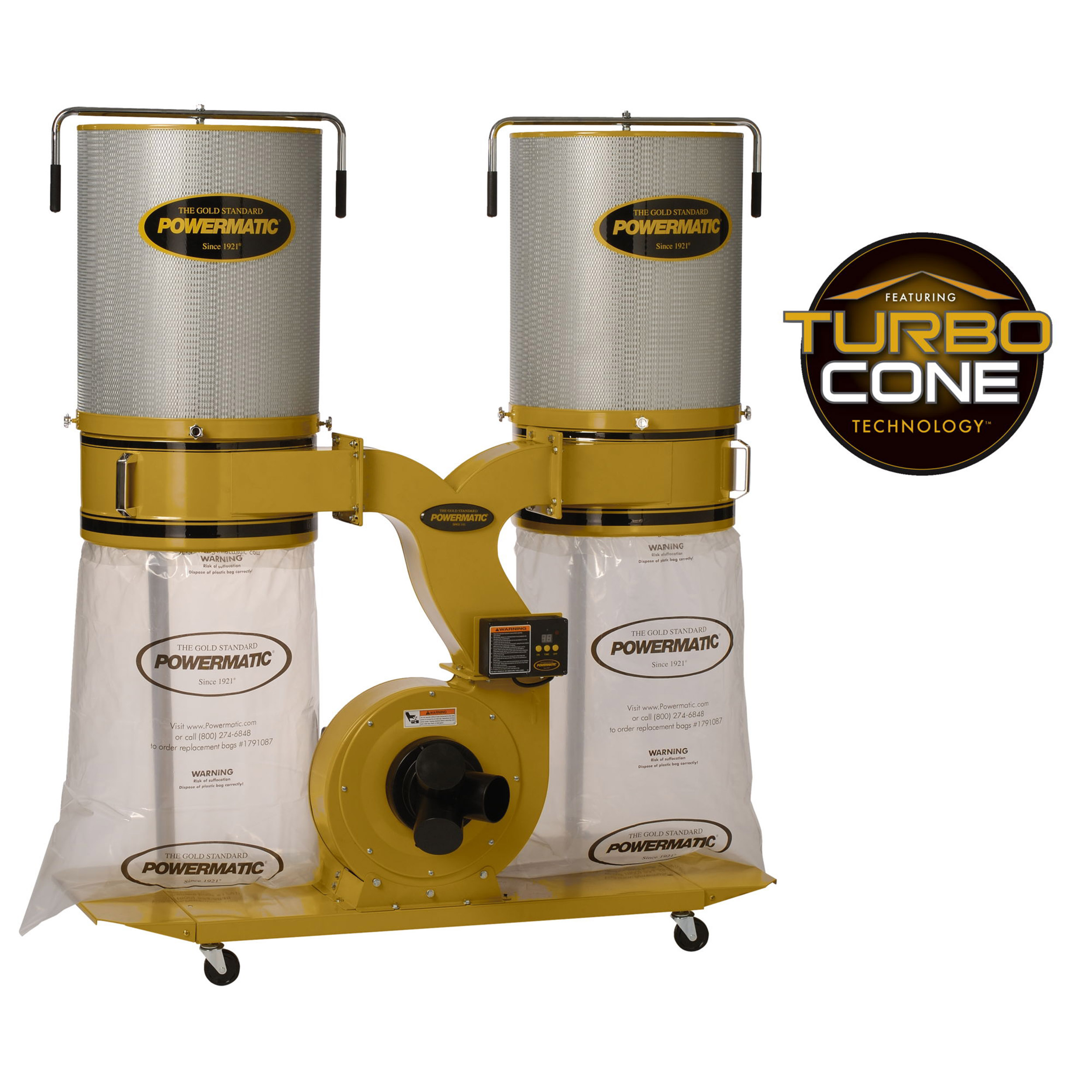 product: Powermatic TurboCone Dust Collector with 2-Micron Canister Kit - 3 HP 1 Ph 230V - PM1900TX-CK1 shown