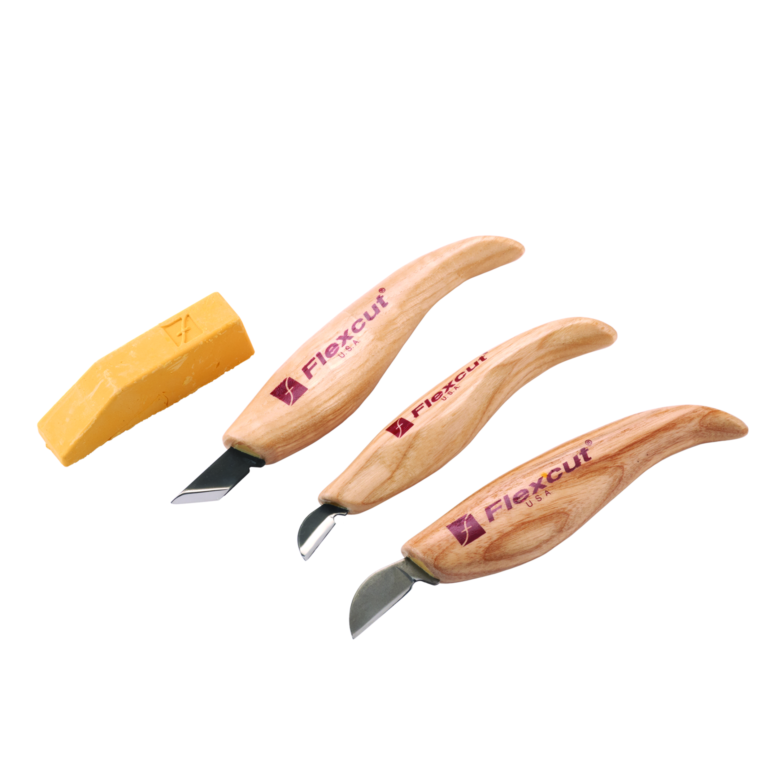 Chip Carving Tool Set, 3 Piece With Sharpening Compound