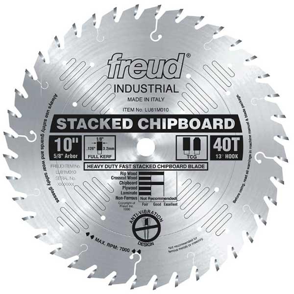 10" Full Kerf Heavy Duty Stacked Chipboard Blade