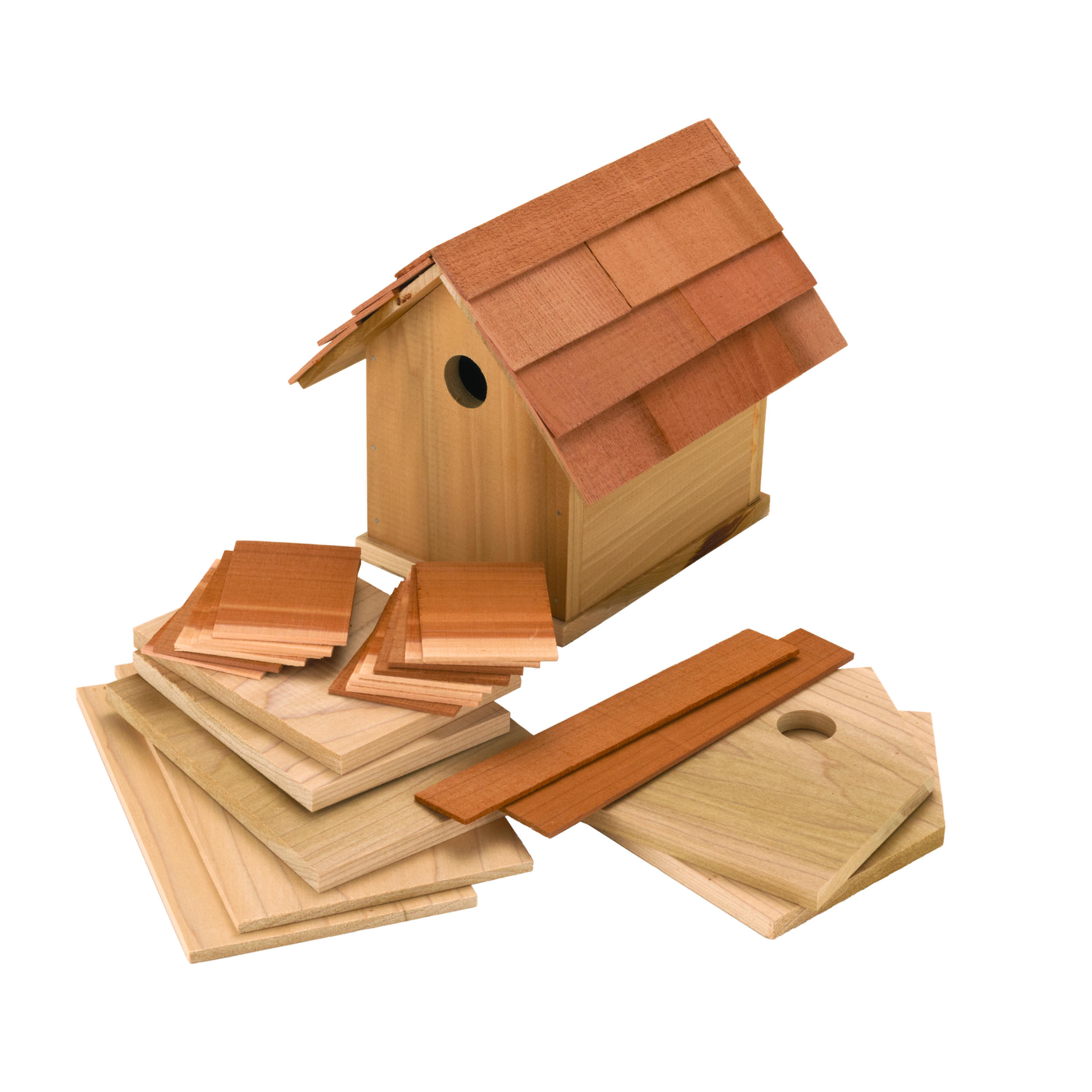 product: SawDust Bros. Barn Birdhouse Kit shown