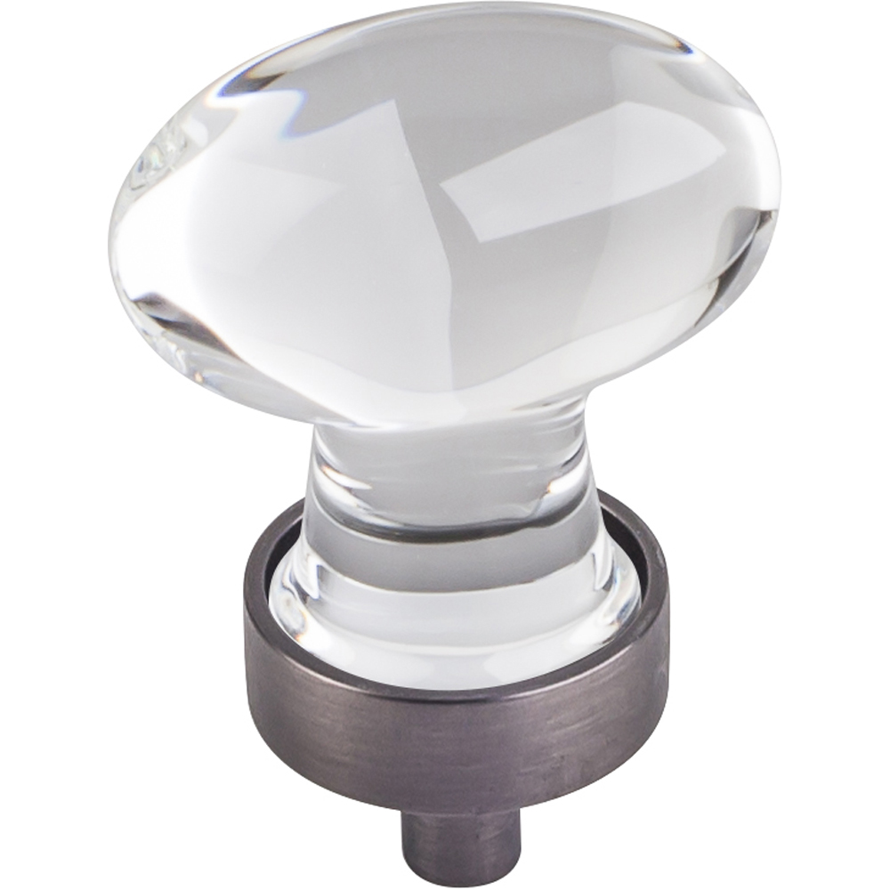 Harlow Small Football Glass Knob, 1-1/4" O.l., Brushed Pewter
