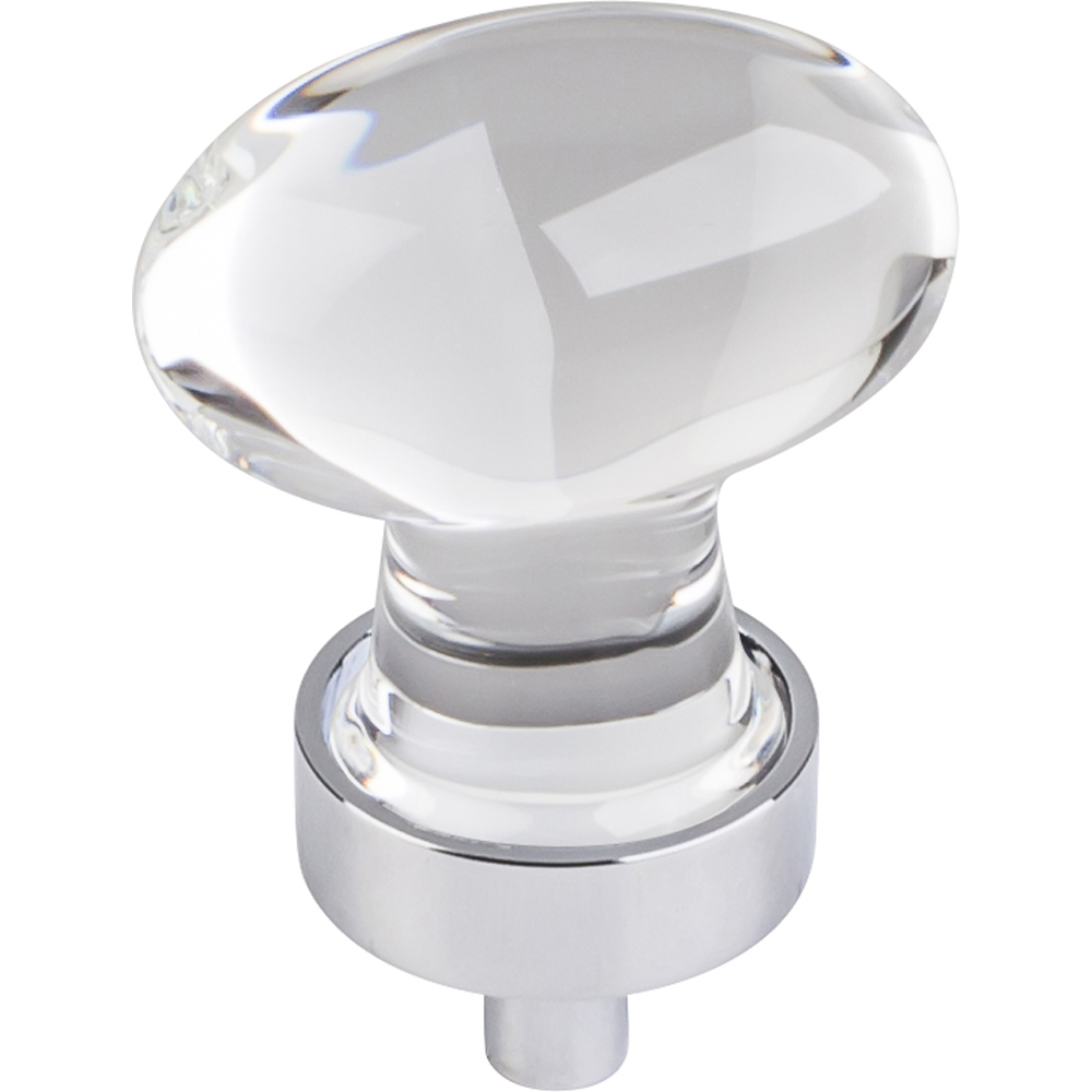 Harlow Small Football Glass Knob, 1-1/4" O.l., Polished Chrome