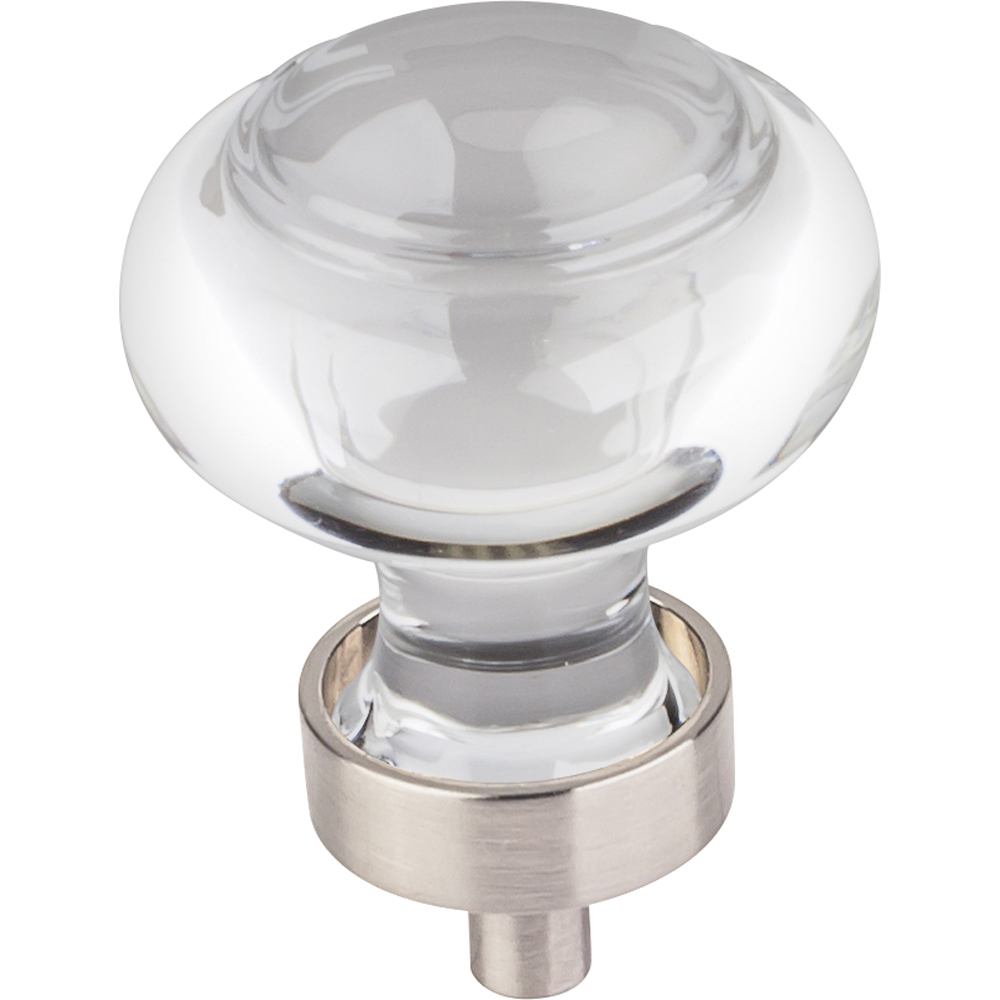 Harlow Small Button Glass Knob, 1-7/16" Dia., Satin Nickel