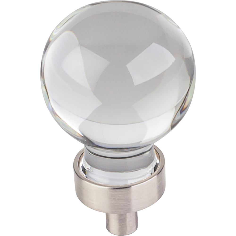 Harlow Small Sphere Glass Knob, 1-1/16" Dia Satin Nickel