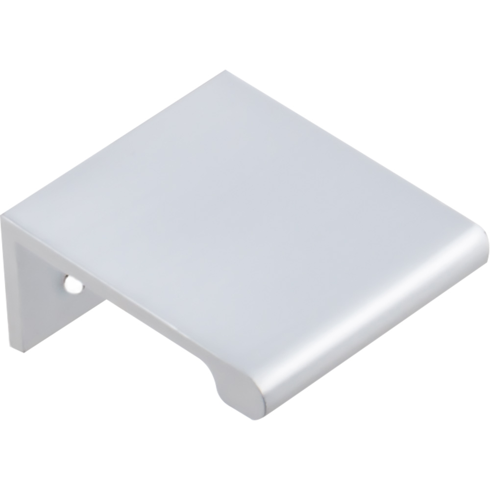 product: Hardware Resources Edgefield Tab Pull, 16 mm C/C, Brushed Chrome shown