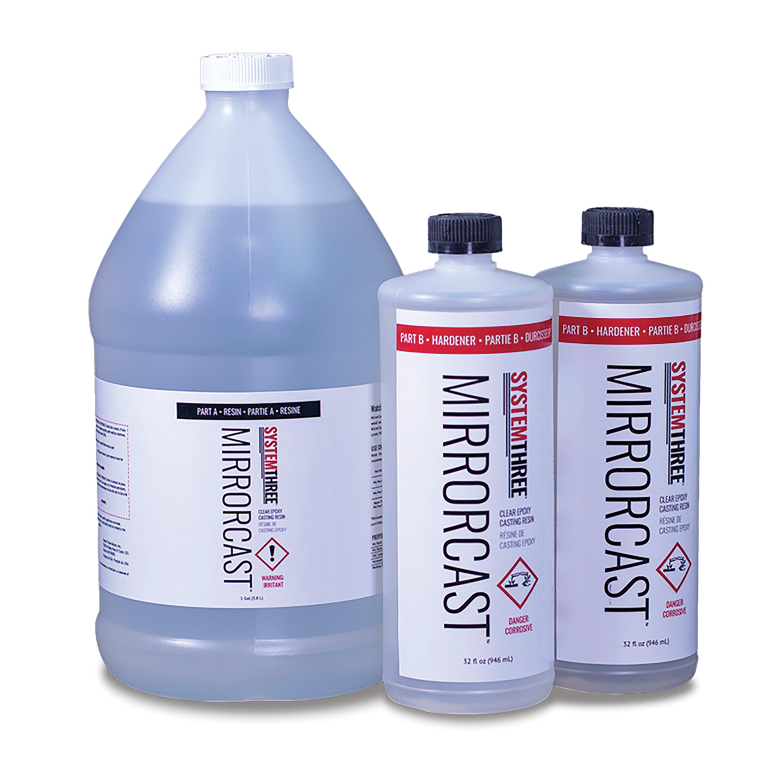 product: System Three MirrorCast Clear Epoxy Casting Resin Kit - 1.5 Gallon shown