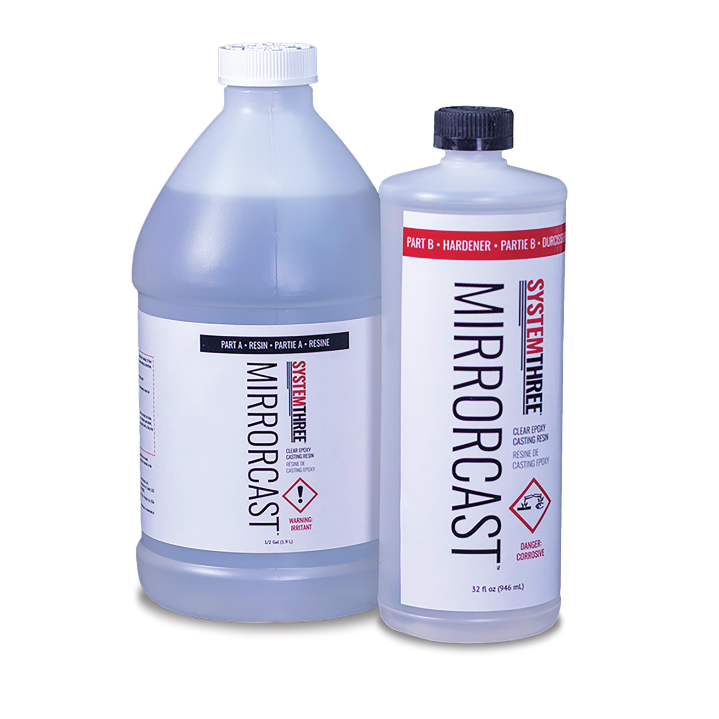 product: System Three MirrorCast Clear Epoxy Casting Resin Kit - 3 Quart shown